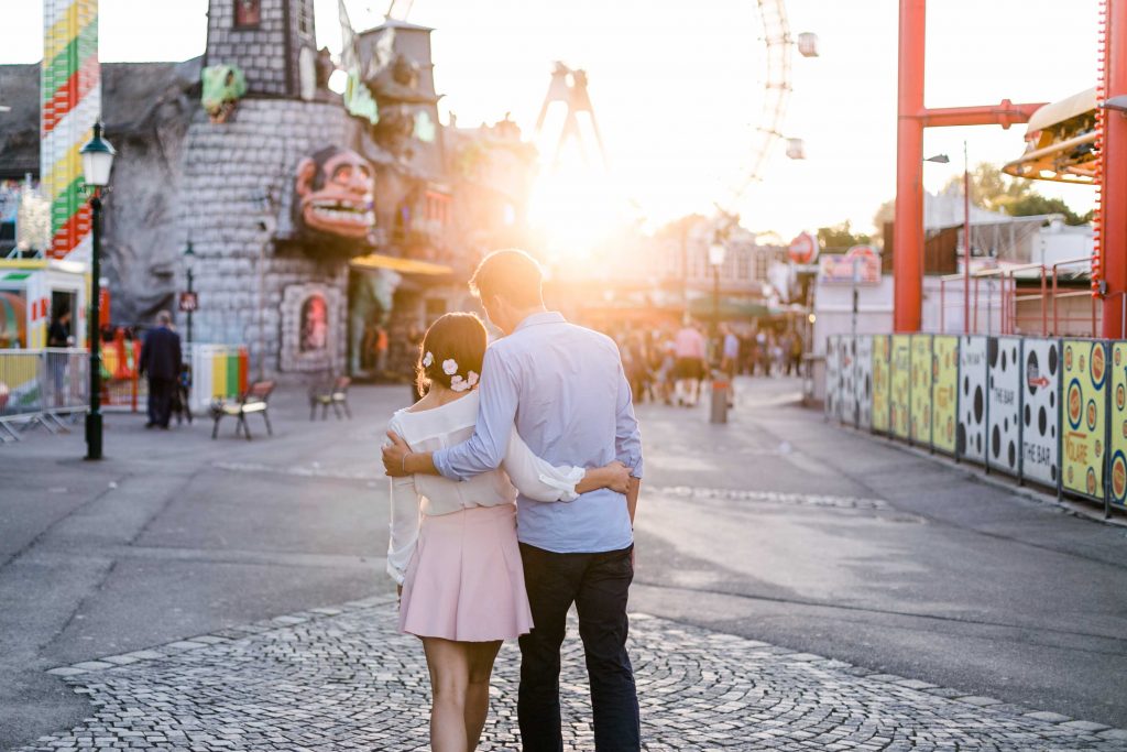 Paarfotoshooting Prater Wien heiraten Prater Hochzeit