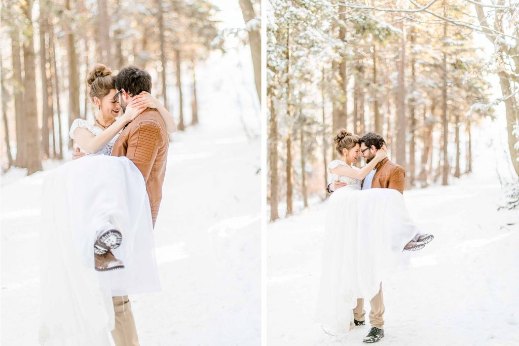 Denise Kerstin Wien Hochzeitsfotograf Mödling heiraten Schnee Winterhochzeit After Wedding im Schnee