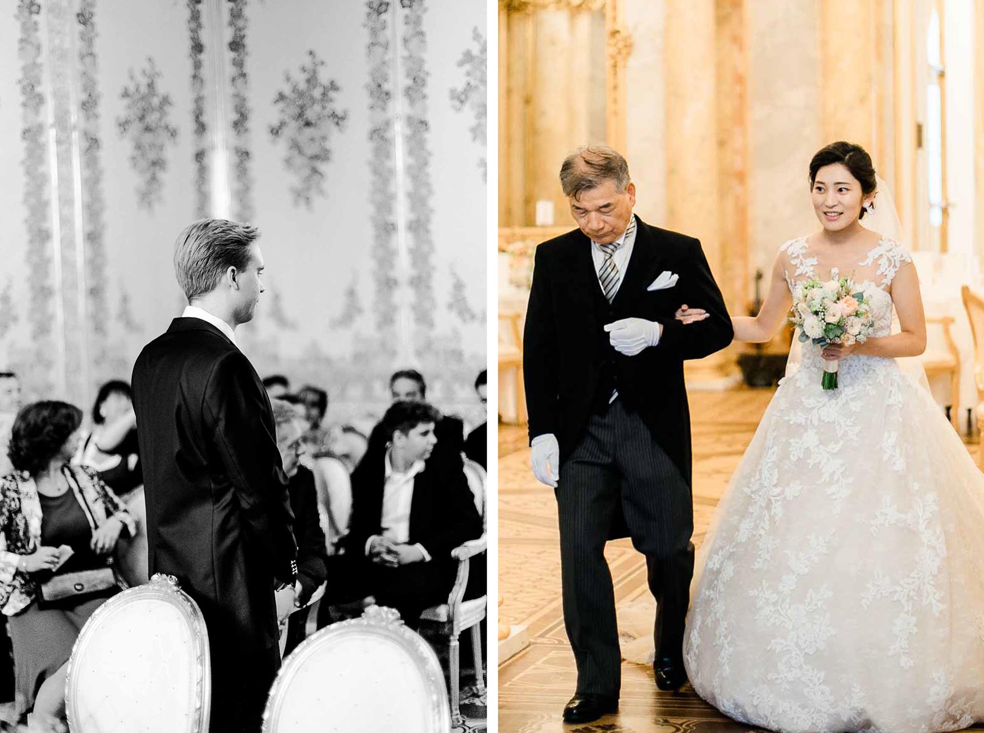 Heiraten Palais Coburg Hochzeit Hochzeitsfotos japanisch - österreichische Hochzeit gelber Saal