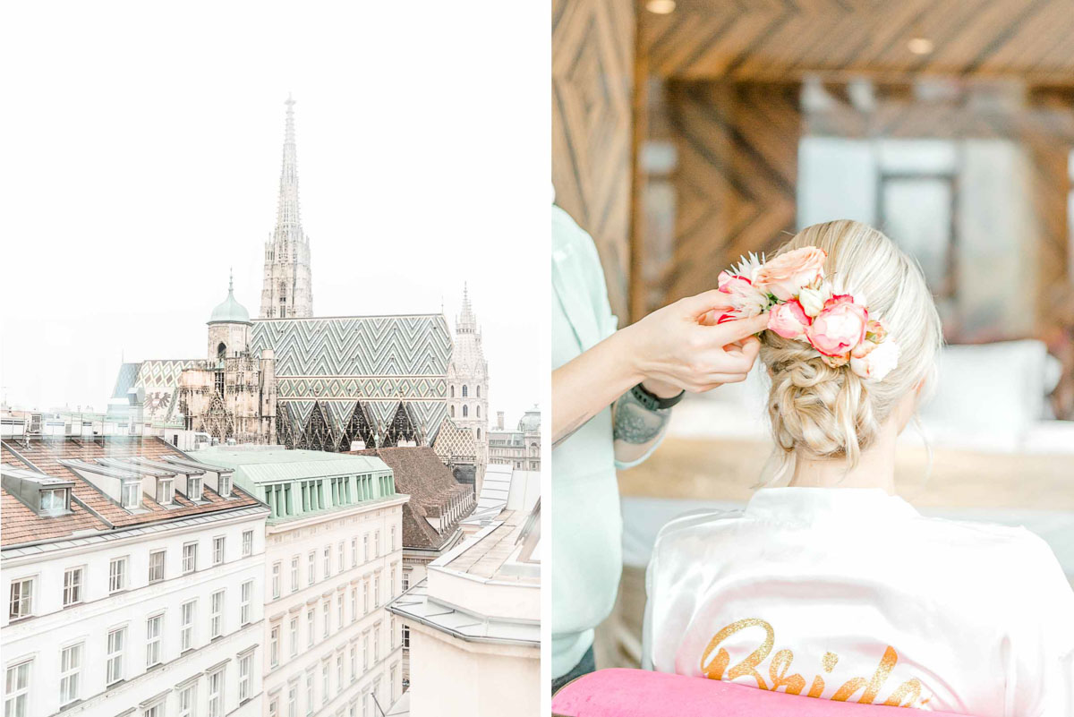 Getting Ready Lamee Rooftop Hochzeitsfotos Hochzeit Weingut Reisenberg heiraten outdoorwedding im Freien heiraten in Wien