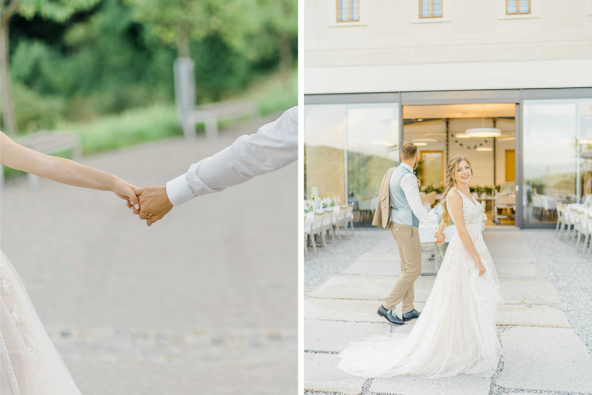 heiraten Refugium Hochstrass Hochzeit im Freien heiraten standesamtliche Trauung Zeremonie greenery Hochzeit Brautpaarfotos Wald Rauchbomben Brautportrait Brautpaar Tafel Hochzeitstafel