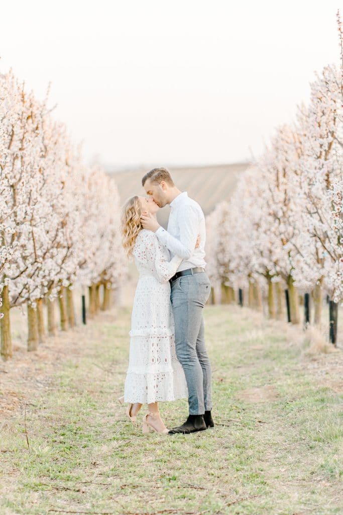 Frühlingshochzeit Paarfotos Wachau Marillenblüte Brautpaarshooting