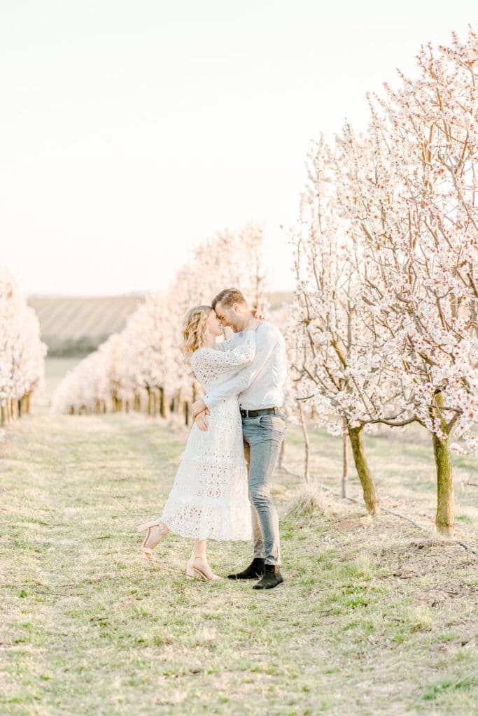 Frühlingshochzeit Paarfotos Wachau Marillenblüte Brautpaarshooting