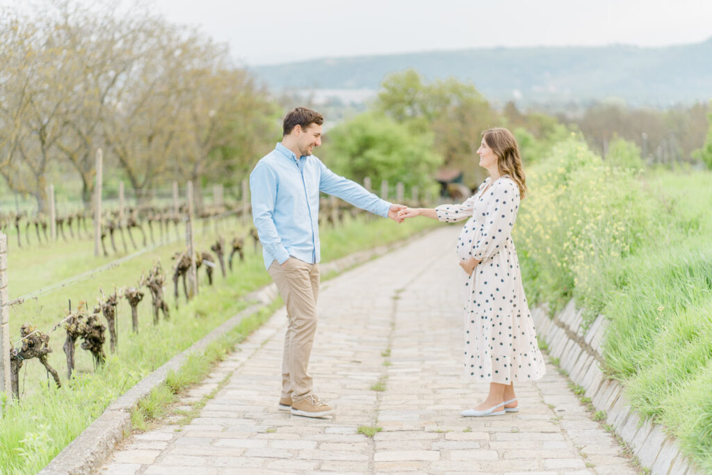 Babybauchfotos Wien in der Natur Weinberge