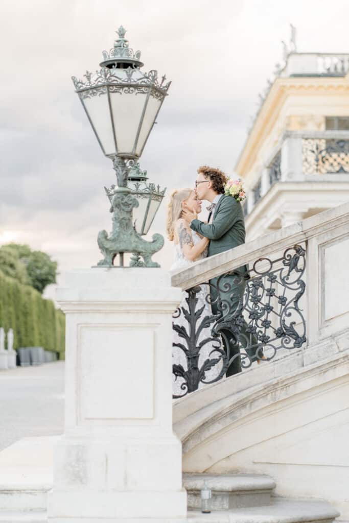 Schloss Schönbrunns Stufen Brautpaar Hochzeit