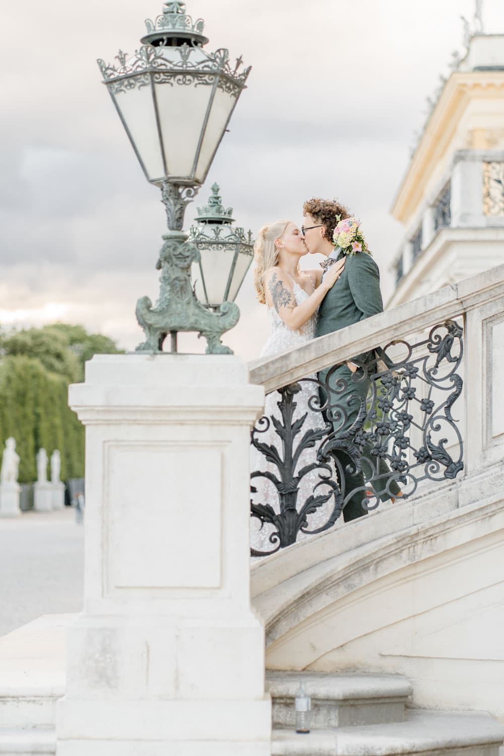 Schloss Schönbrunns Stufen Brautpaar Hochzeit